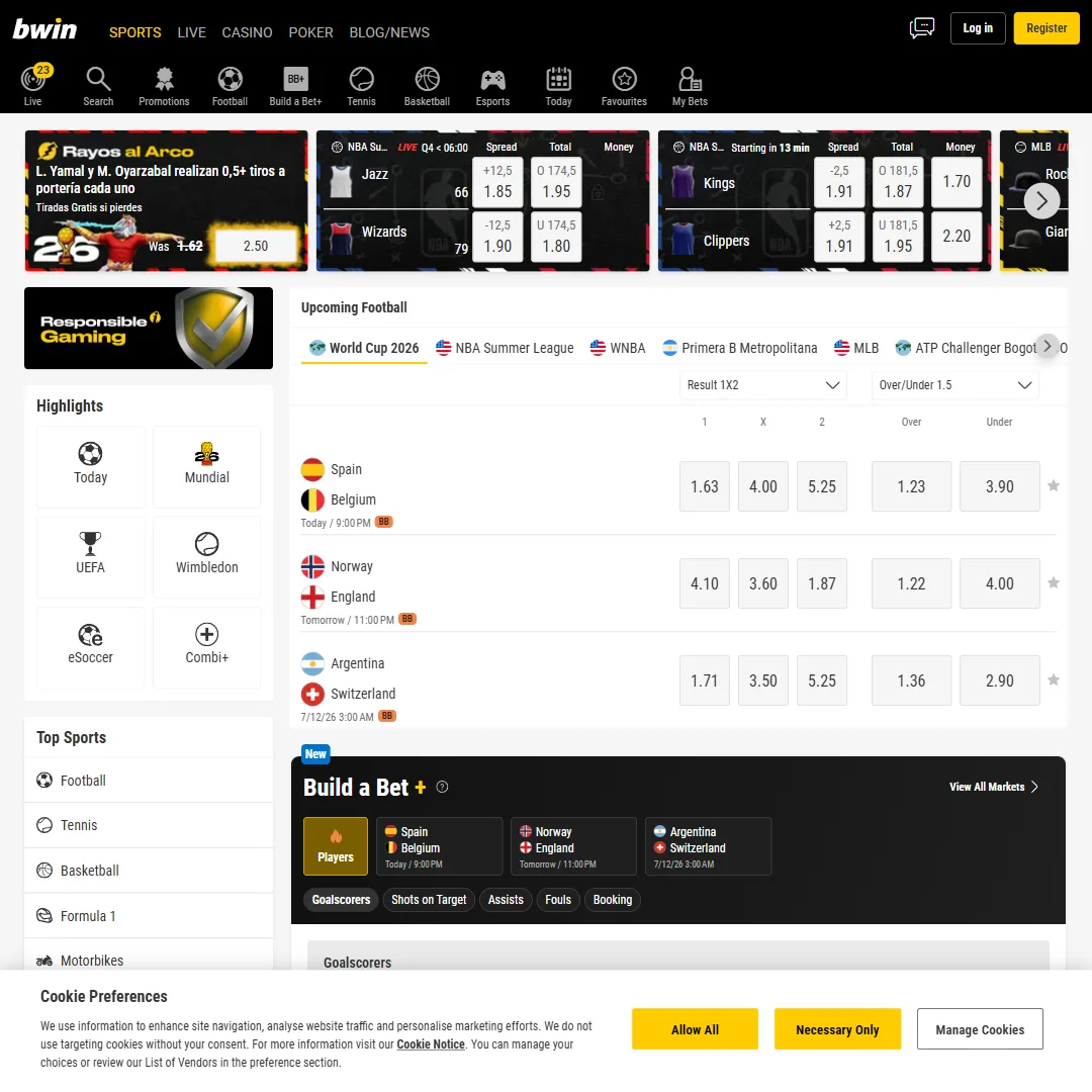Captura de la web de Bwin