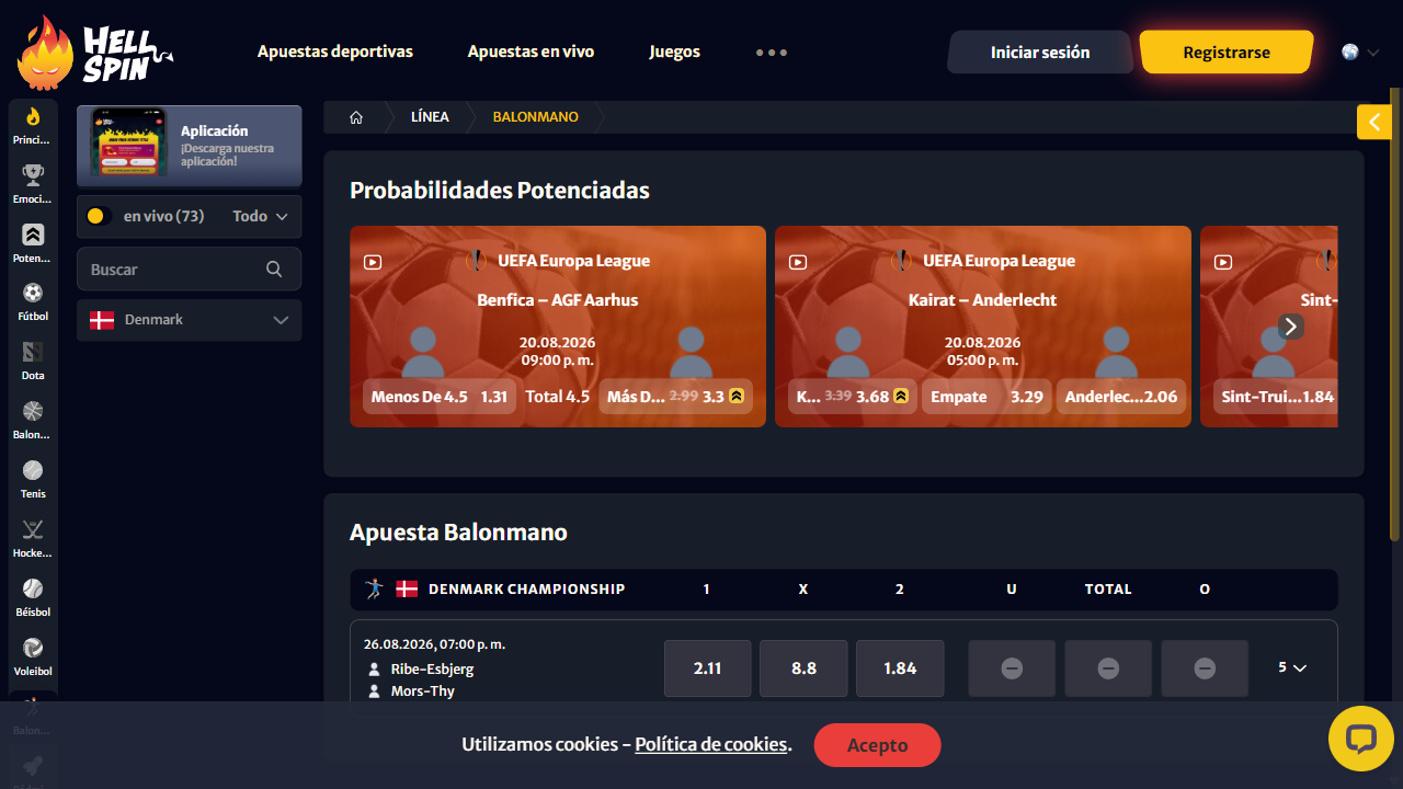 Captura 1 de la web de HellSpin en español