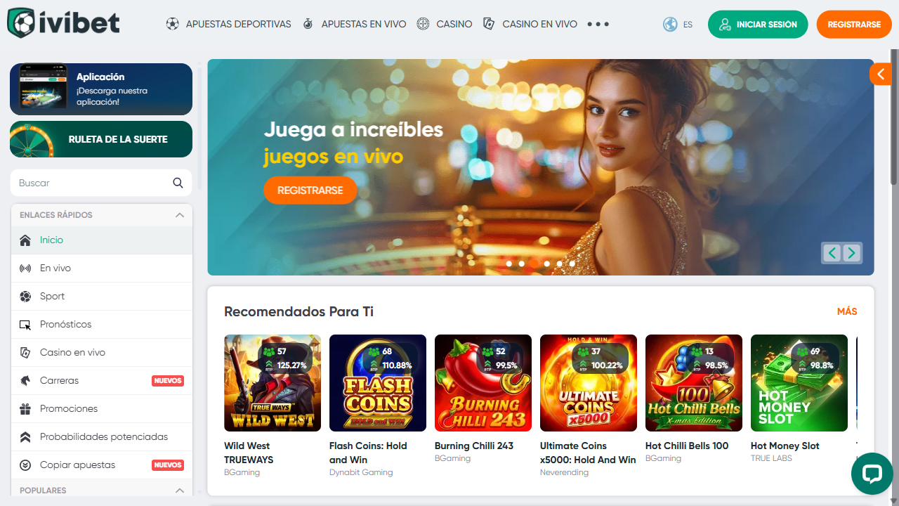 Captura 1 de la web de Ivibet en español