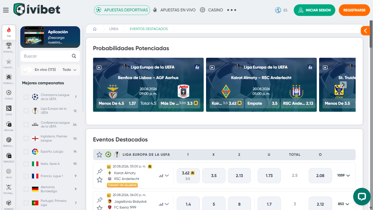 Captura 2 de la web de Ivibet en español