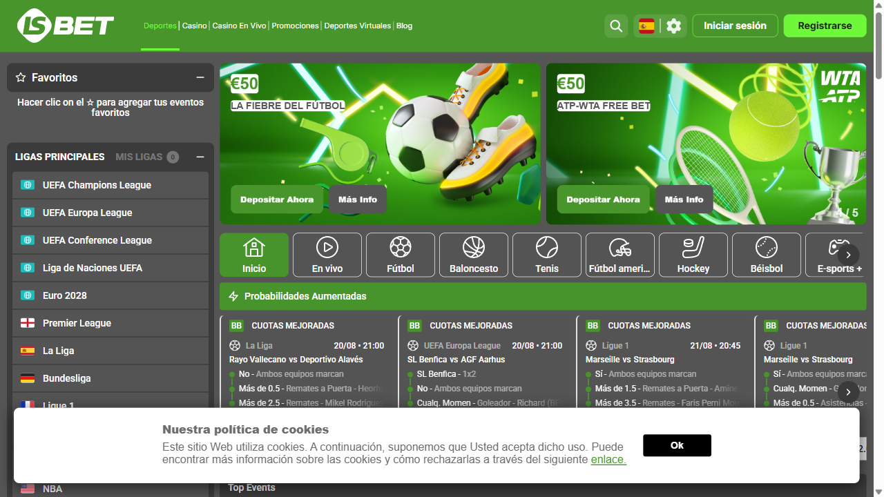 Captura 1 de la web de LSbet en español