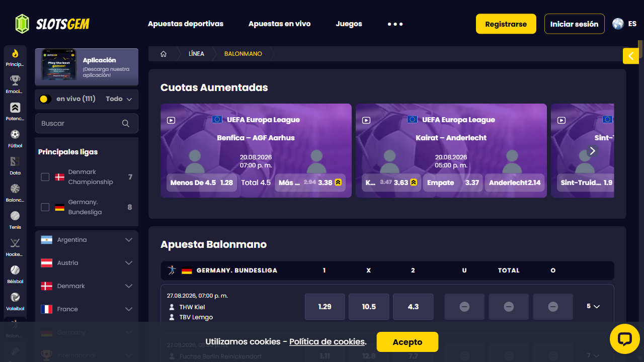 Captura 1 de la web de SlotGems en español