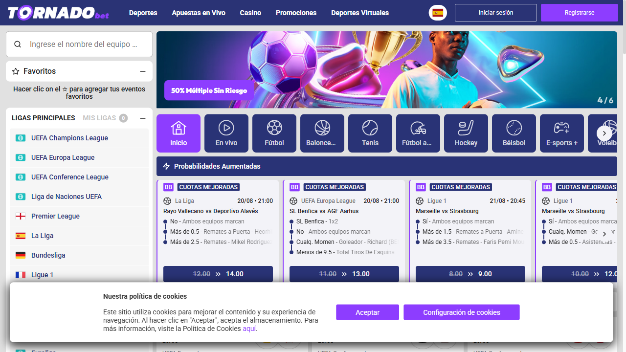 Captura 1 de la web de Tornadobet en español